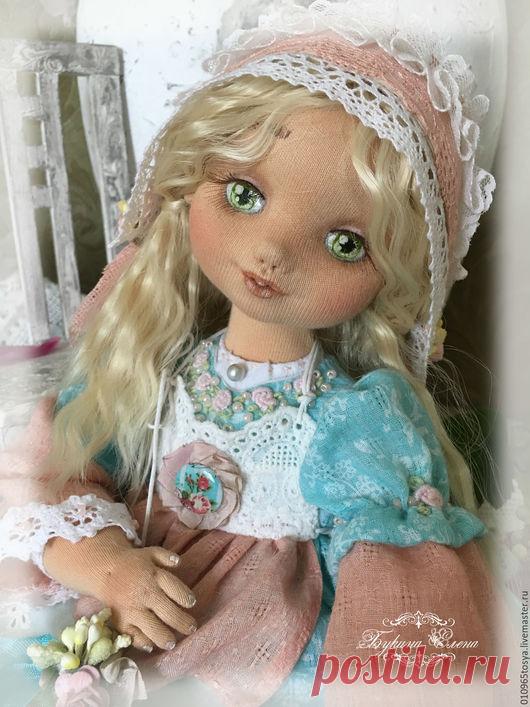 Купить Коллекционная текстильная кукла. - бирюзовый, коллекционная кукла, авторская кукла, текстильная кукла