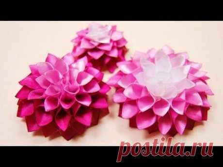 Как сделать Георгин из ленты / DAHLIA Tutorial ✿ NataliDoma