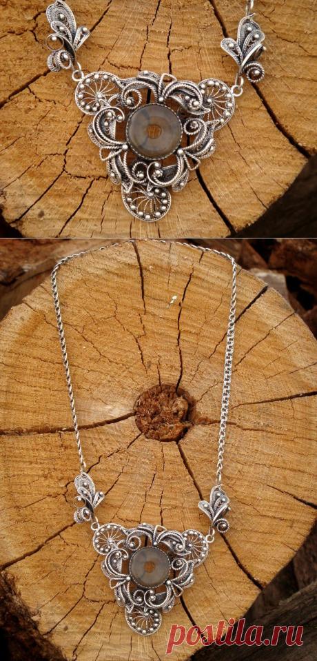 handmade_ru: Филигранный кулон с флюоритом