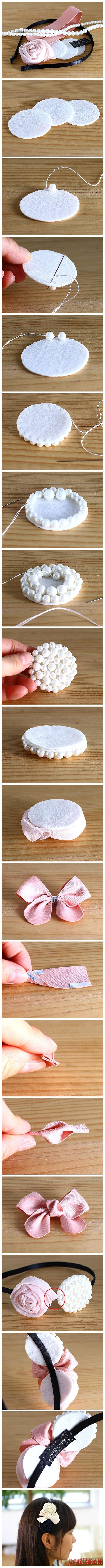 DIY Учебник ободки / DIY оголовье - шарик и шнур