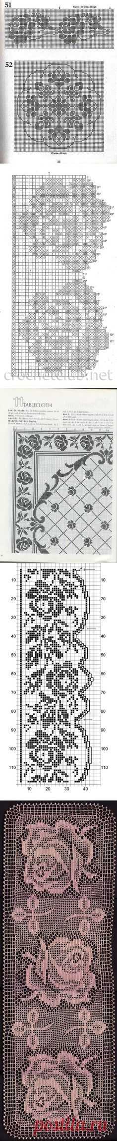 PIZZO CON LE ROSE A FILET #crochet | filet crochet