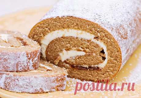 Тыквенный рулет с кремовой начинкой