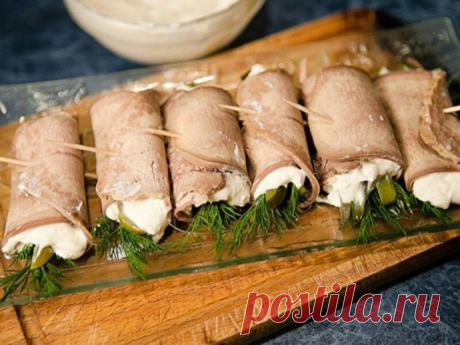 Вкусная закуска: острые рулетики из языка