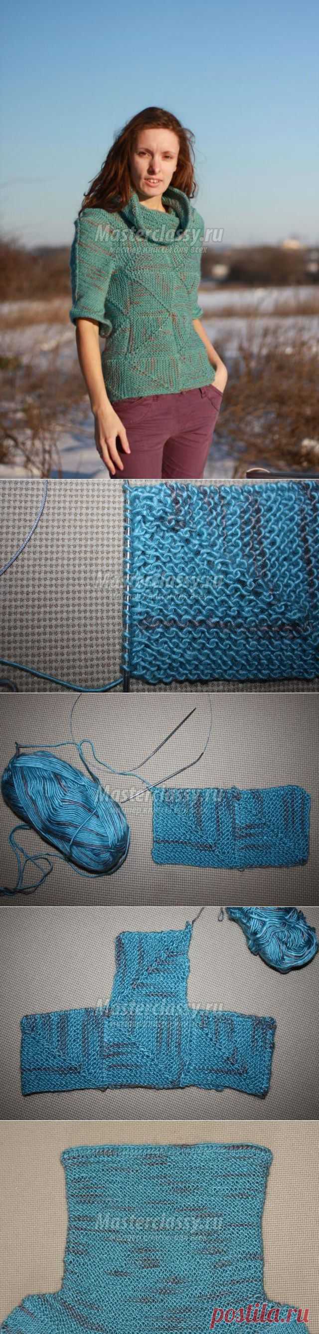 Свитер спицами без швов. Вязаная геометрия. Мастер-класс с пошаговыми фото