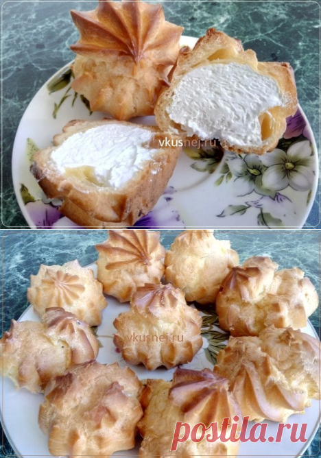 Заварные пирожные с белковым кремом |