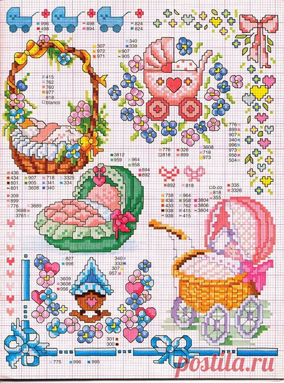 55 GRÁFICOS DE PONTO CRUZ PARA BEBÊS