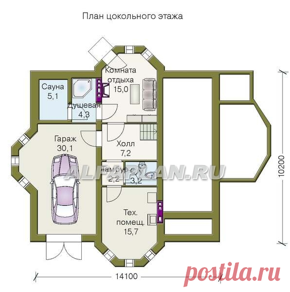 «Верона» - респектабельный коттедж с гаражом (29A), Alfaplan.ru