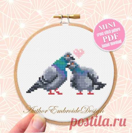 Par de palomas patrón de punto de cruz Descargar PDF Gráfico de punto de cruz de pájaros de San Valentín Mini punto de cruz de paloma Regalo amante de las aves Pareja de palomas K30 - Etsy España