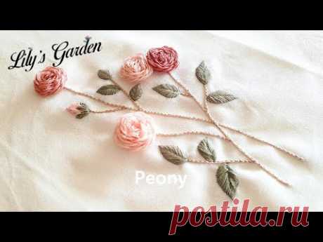 Eng sub 나홀로 프랑스자수 no. 46 피오니 액자 만들기(Peony) Flower embroiery(작약), 입체자수, 루프드 블랭킷 스티치