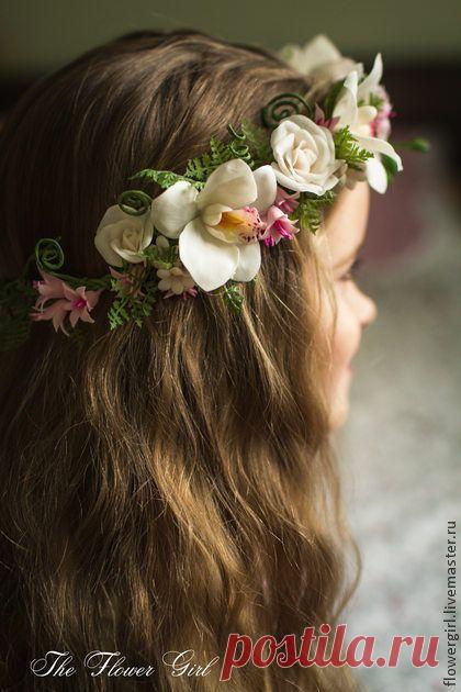 Веночек лесной нимфы - бежевый,венок,венок из цветов,венок на голову,венок для невесты
