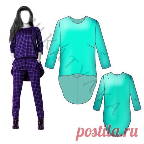 Выкройка блузы с перепадом длины WT070519 | Шкатулка