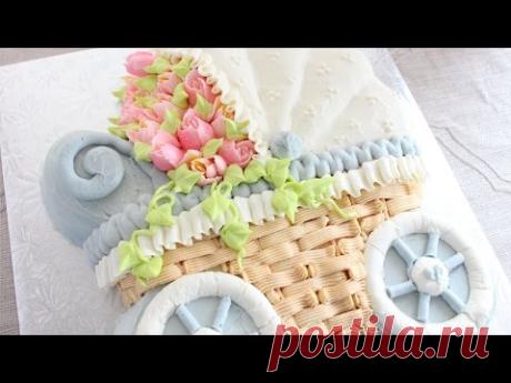 Russian Flower Piping Tips on a Buttercream Cake - How to decorate a stroller cake