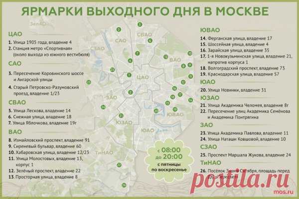 ЗАО-Зимние ярмарки выходного дня с февраля посетили полмиллиона человек, рассказал мэр Москвы Сергей Собянин в своём Telegram-канале 
 Как отмечается, с момента открытия ярмарок было продано 240 тонн продуктов. Наибольшей популярностью у горожан пользуются фрукты и овощи, мясная продукция и рыба
 Сегодня в Москве работают 26 ярмарок выходного дня круглогодичного формата
 На западе Москвы они расположены по адресам:
 улица Академика Павлова, владение 11
 улица Наташи Ковшовой, ...
