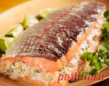 Горбуша, фаршированная сыром и грибами » Кулинарные рецепты с фотографиями от Жрать.ру