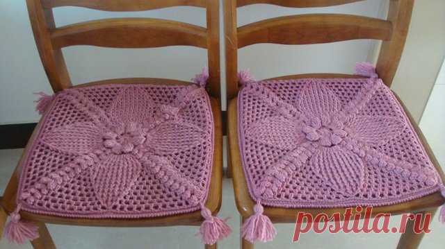 ВЯЗАНЫЕ СИДУШКИ НА СТУЛЬЯ,крючок