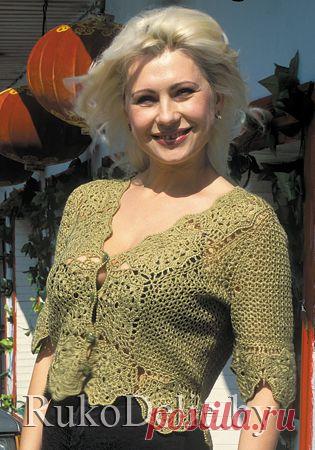 Топ на пуговицах с цветочной каймой, связанный крючком :: Летние вещи :: Женская одежда :: Вязание крючком/Women's crocheted pullovers :: RukoDelie.by