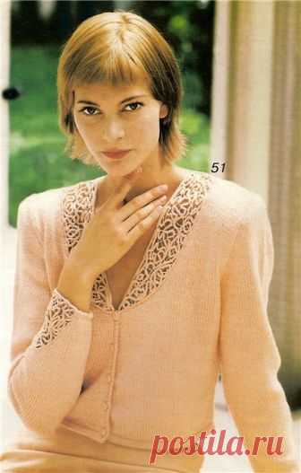 Оригинальные ажурные отделки вязаных кофточек