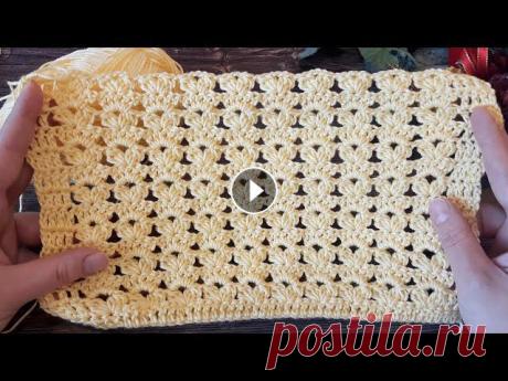 Легкий узор крючком почти для всего + вяжем узор по кругу????(N 124) Раппорт узора 4 петли + 1. В высоту повторяем 2-й и 3-й ряд. Если быстро, то скорость воспроизведения можно регулировать. Ссылка на это видео https://...