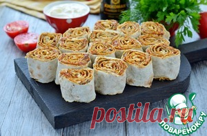 Запеченые рулетики из лаваша с баклажаном - кулинарный рецепт