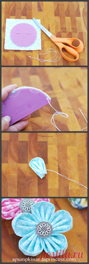 Круглый Лепесток Kanzashi Цветок Учебник - тыква и принцесса