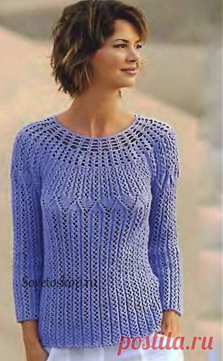 Пуловер с круглой кокеткой.