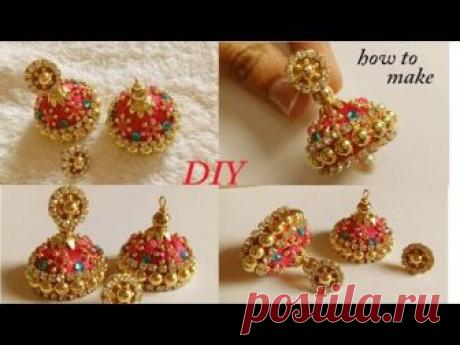 Latest designer silk thread jhumka earrings at home