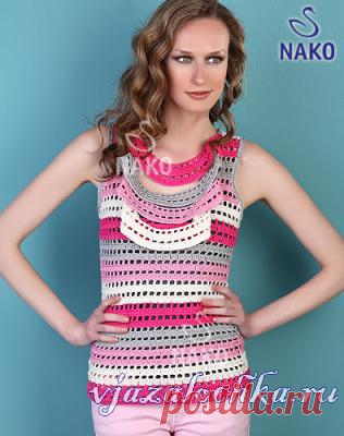 Разноцветный топ крючком