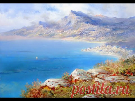 Обучающий МК по живописи: &quot;Вид на море с гор 1я часть&quot;.