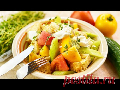 Готовлю два раза в день и просят еще - Вкусный овощной салат с сыром и сухариками