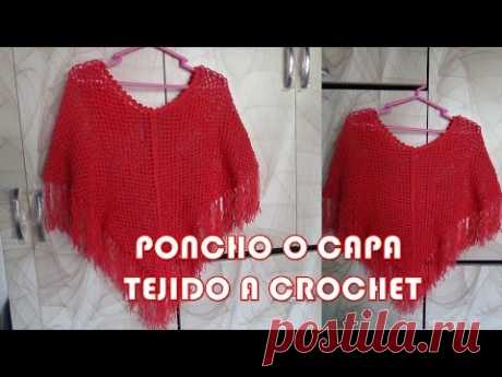 PONCHO o CAPA fácil y rápido de tejer a crochet en punto red o malla