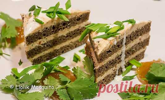Торт с бородинским хлебом. На закуску. Рецепт норвежский.