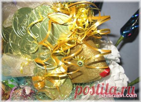 Золотая рыбка из конфет » Планета рукоделия