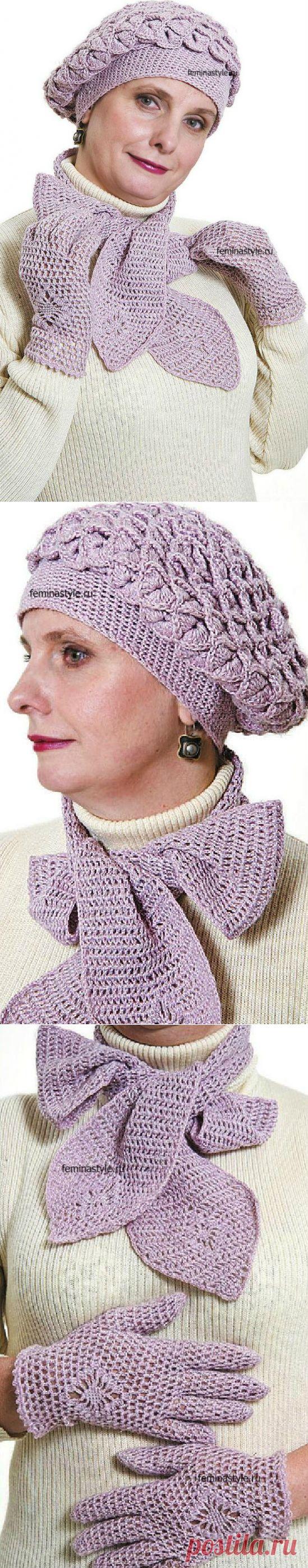 Комплект "Весна" : берет шарф и перчатки связанные крючком / Рукоделие / Домоводство / Женские секреты / Женский стиль