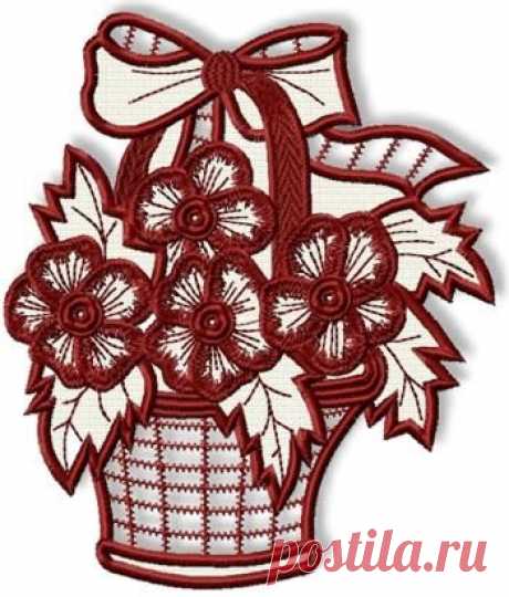Advanced Embroidery Designs - Cutwork Lace Floral Basket