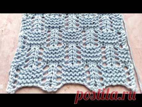 Замечательная ажурная шахматка спицами