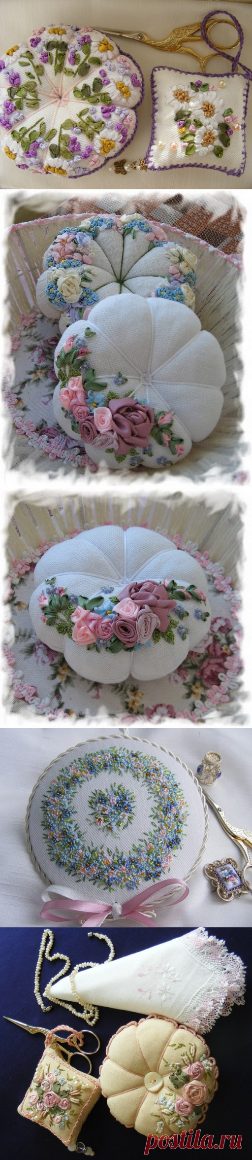 Игольницы, вышитые лентами
