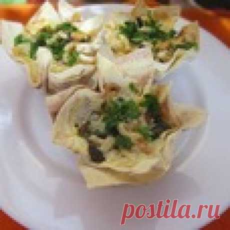 Горячая закуска в корзиночках из лаваша Кулинарный рецепт