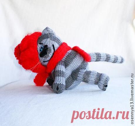 Мастер -класс &quot;Полосатый котик&quot; - серый,МК,мастер-класс,описание,описание вязания
