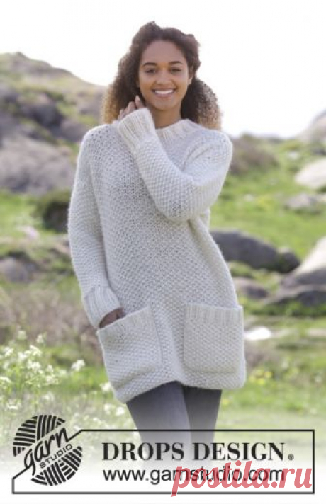 Walk in the Park / DROPS 181-14 - Free knitting patterns by DROPS Design Knitted jumper with moss stitch and pockets. Sizes S - XXXL.
The piece is worked in DROPS Air and DROPS Brushed Alpaca Silk.
