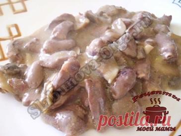 Куриные сердечки с грибами. Рецепт. Фото