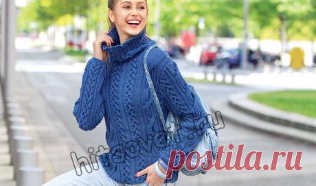 Свитер косами - Хитсовет Модный женский свитер с косами со схемами и бесплатным пошаговым описанием вязания.