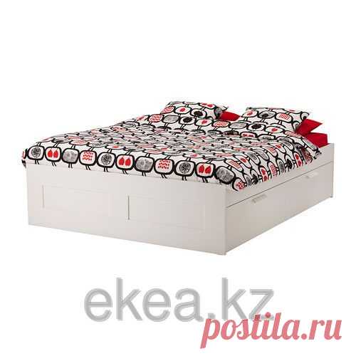 БРИМНЭС Каркас кровати с ящиком, белый - купить по лучшей цене в Астане от компании "Интернет-магазин мебели "Ekea Икеа Ikea"" - 4559273