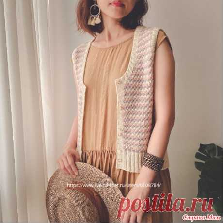 Жилет Daisy Vest by Irene Lin. Спицы. Вязание этого жилета начинается со спины от верха до основания пройм.