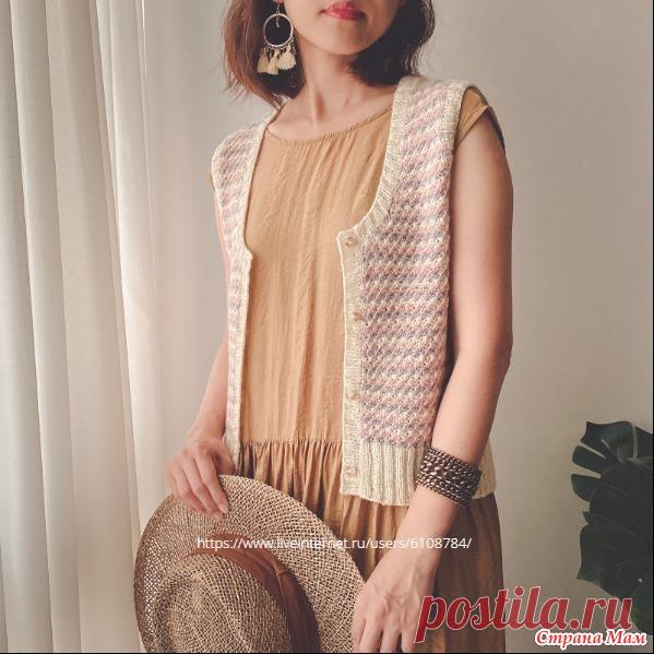 Жилет Daisy Vest by Irene Lin. Спицы. Вязание этого жилета начинается со спины от верха до основания пройм.