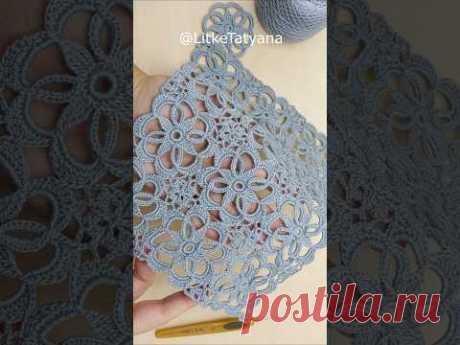 Easy Florian crochet square motif #crochet #litketatyana #knitting #tutorial #вязаниекрючком