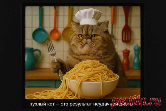 Кот-гурманище и гора спагетти: забавная фотография с юмором. Генерация из нейронной сети Sora - Sora Images примеры промтов - Форум ИИ о нейросетях - Yes Ai