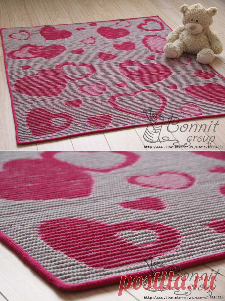 Плед &quot;Heart blanket&quot; спицами в иллюзорной технике