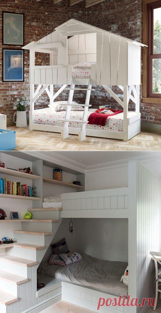 Детская двухъярусная кровать
Одним из лучших, на мой взгляд, решением проблемы с нехваткой места в малометражной квартире является использование двухъярусной кровати (кровати-чердака).