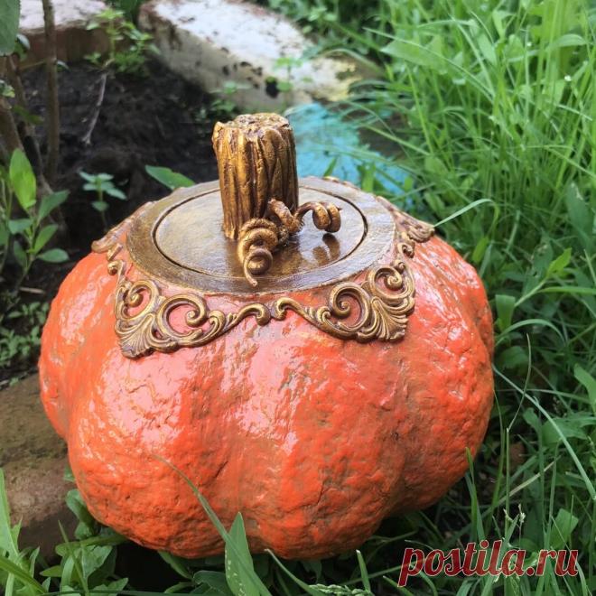 Шкатулка в виде тыквы из папье маше | Фея Мечтающая | Яндекс Дзен