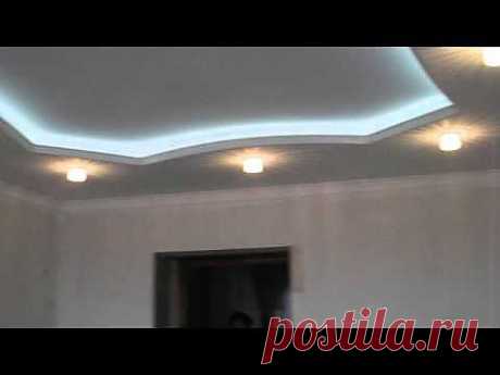 ▶ Потолок из гипсокартона с подсветкой от начало до финиша HD plasterboard with backlight - YouTube